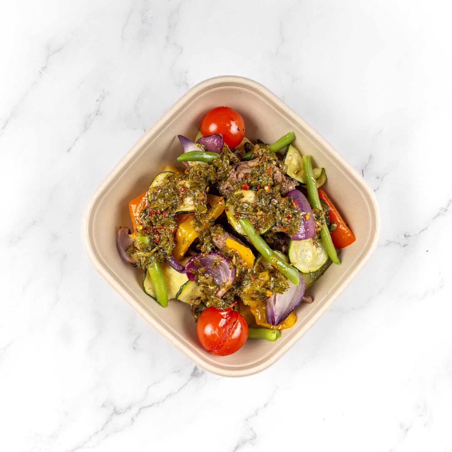 Braised Beef Steak with Chimichurri and Roasted Veg F1